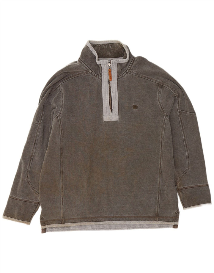 Felpa da uomo con collo con zip Fat Face, maglione grande, cotone grigio