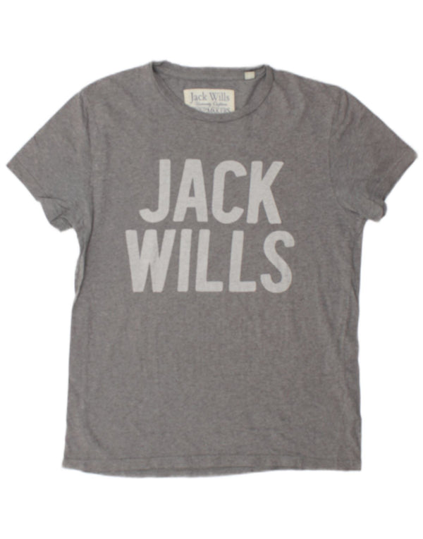 T-shirt grafica da donna Jack Wills Top UK 10 piccolo cotone chiazzato grigio