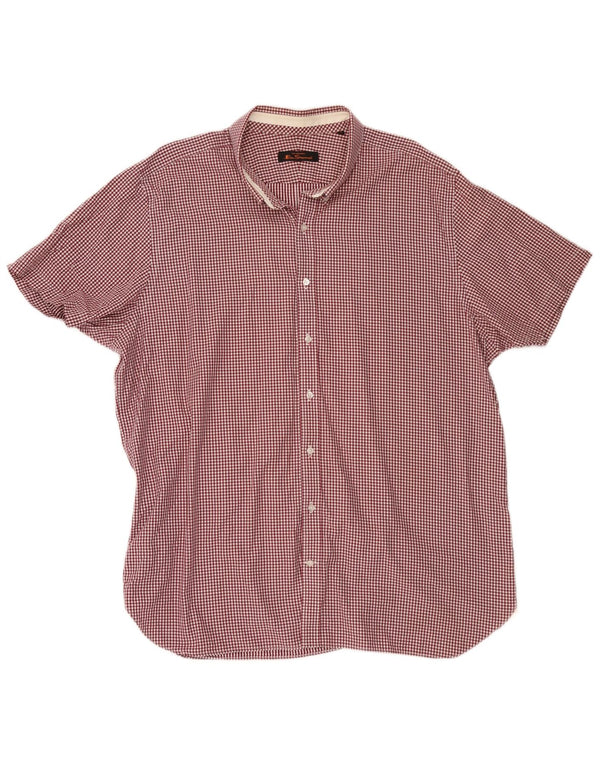 Camicia a maniche corte da uomo Ben Sherman 3XL cotone a quadretti bordeaux