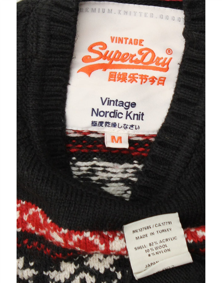 Maglione da uomo con scollo a barca Superdry, acrilico medio nero Fair Isle