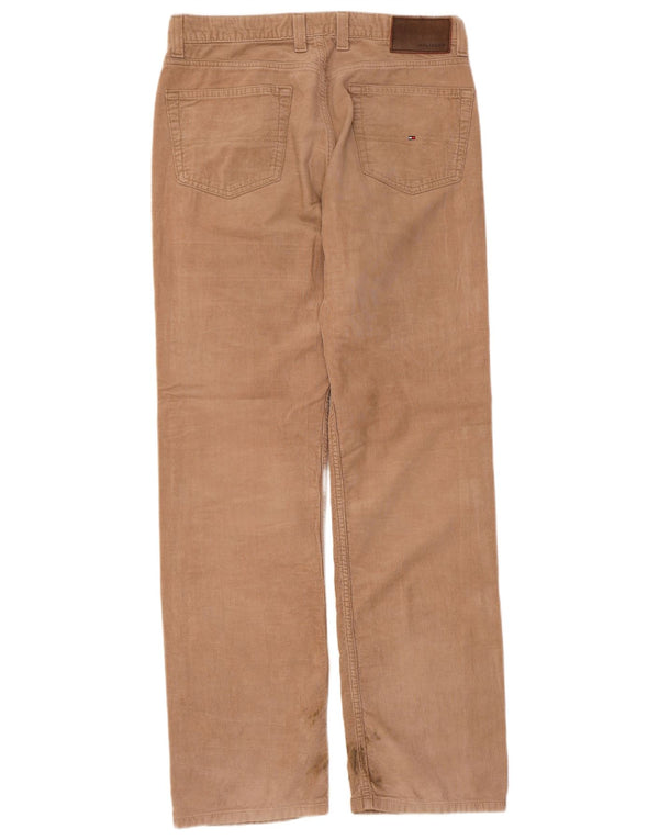 TOMMY HILFIGER Pantaloni dritti da uomo in velluto a coste W32 L34 Cotone Beige