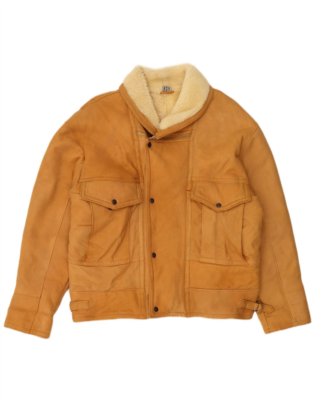 Giacca in shearling vintage da uomo UK 40 Shearling beige grande