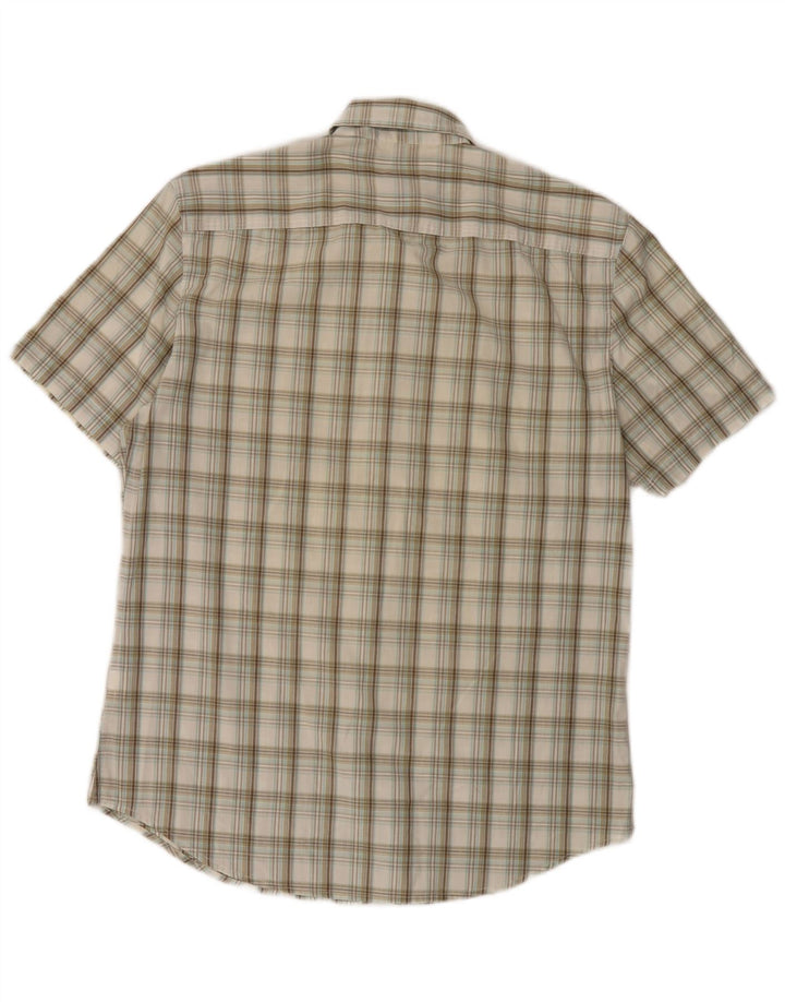 Camicia militare a maniche corte da uomo Calvin Klein Jeans a quadri beige medio