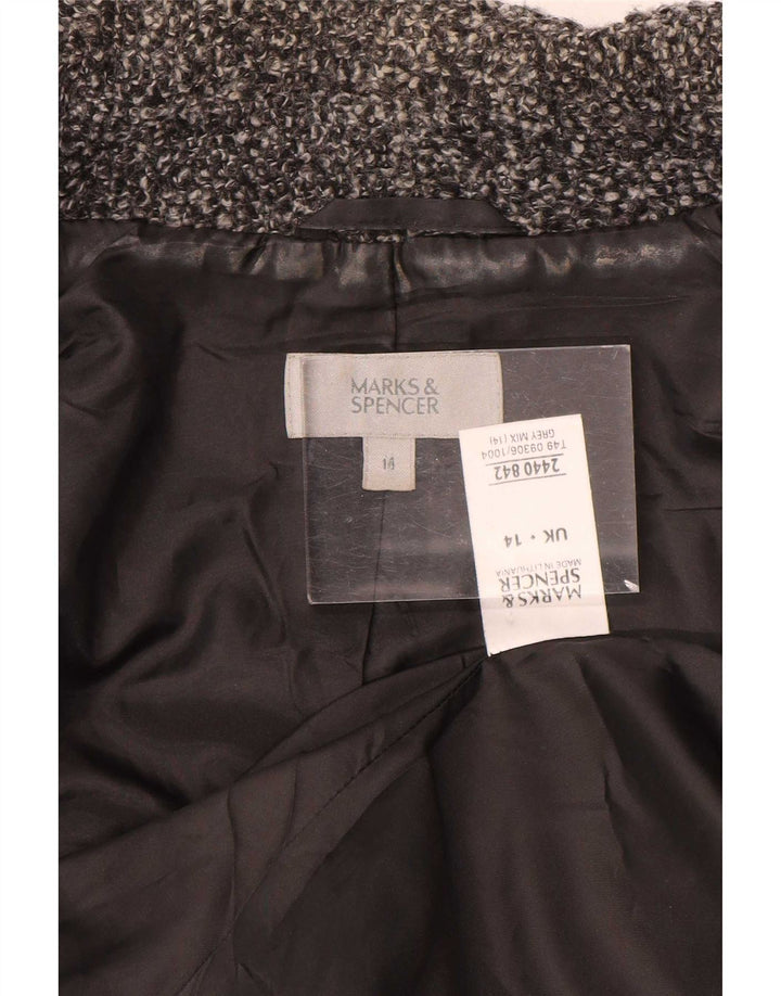 Giacca blazer a 2 bottoni Marks & Spencer da donna UK 14 grande lana screziata grigia
