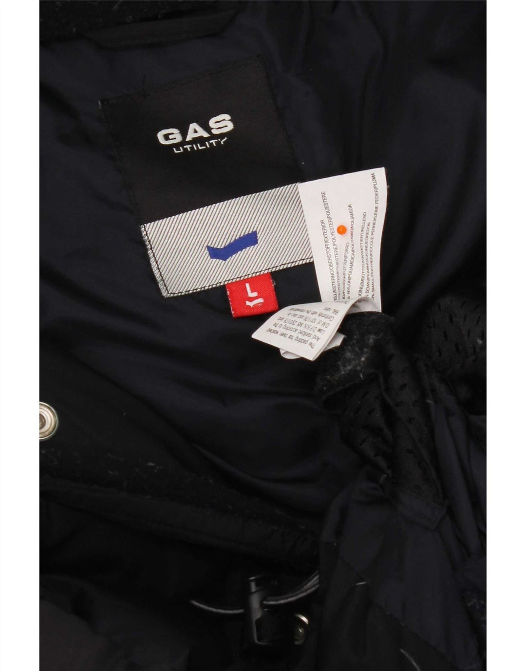 Cappotto imbottito con cappuccio utility da uomo Gas UK 40 grande poliestere blu navy