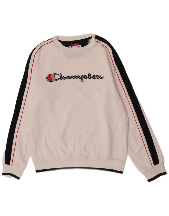Felpa grafica da uomo Champion, maglione color block bianco medio