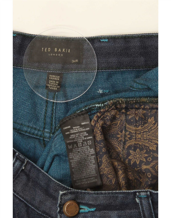 Jeans dritti da uomo Ted Baker W34 L30 cotone blu navy