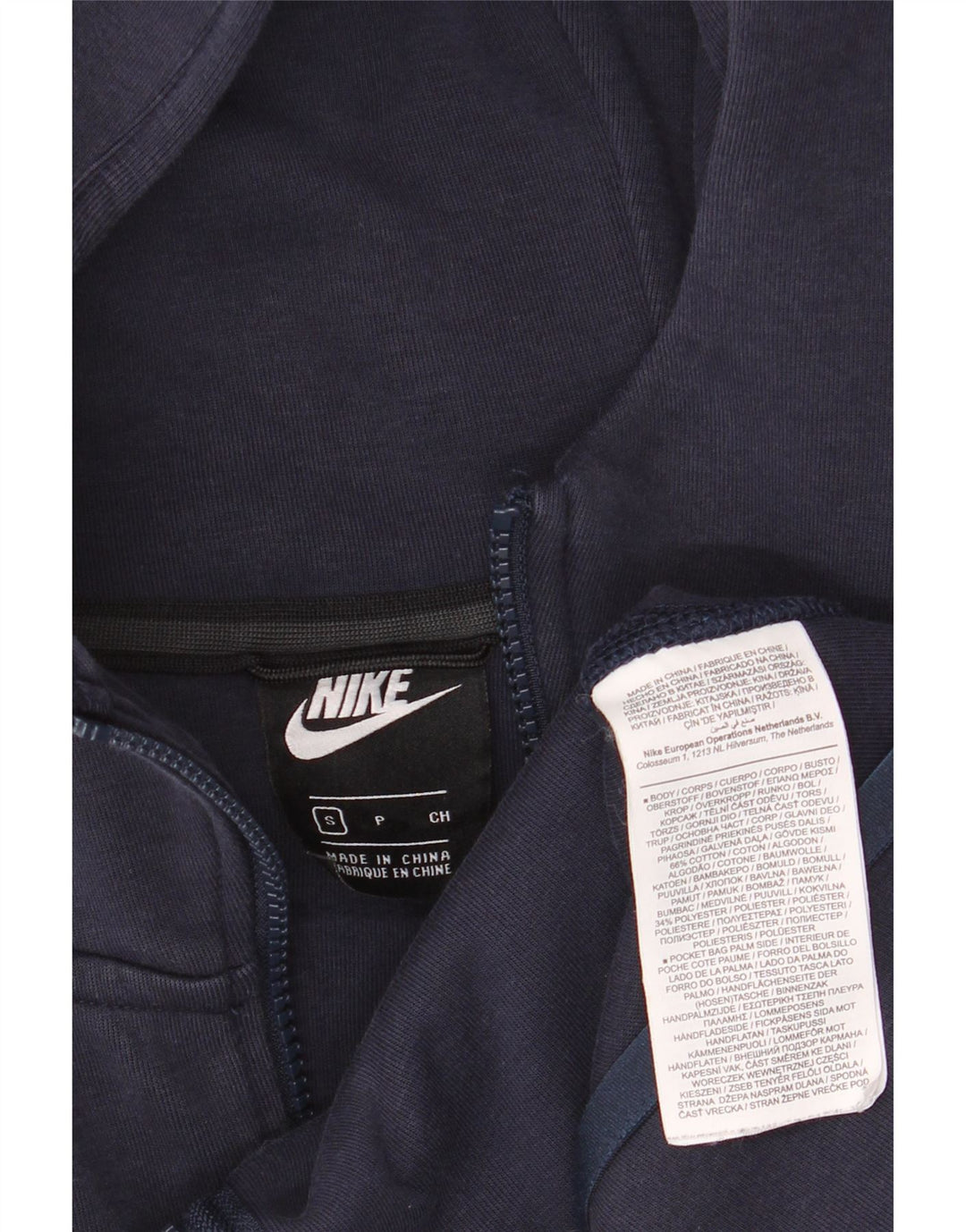 Felpa con cappuccio e zip Nike da uomo, piccola, in cotone blu navy