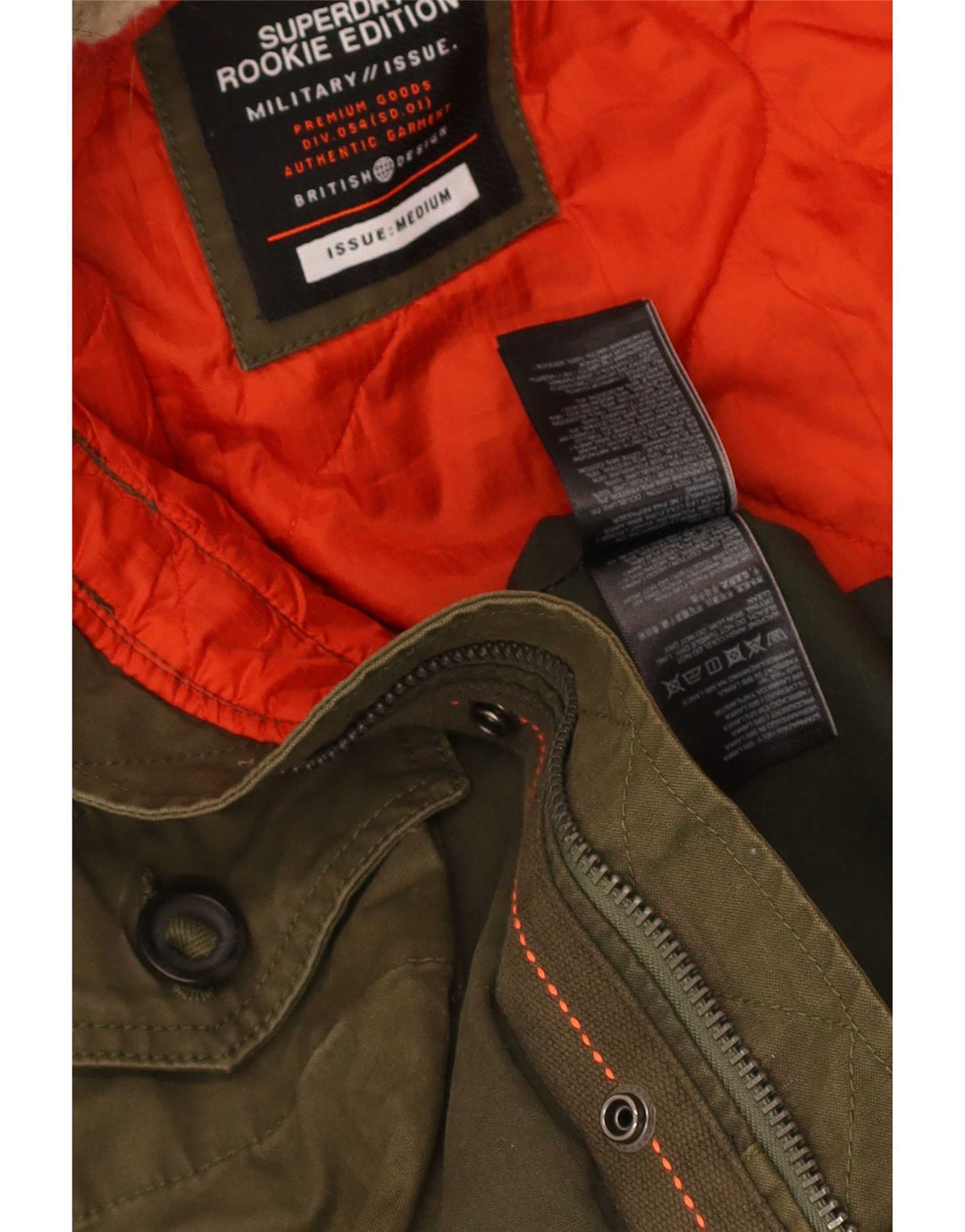 Giacca parka da uomo con cappuccio Superdry UK 38 cotone kaki medio