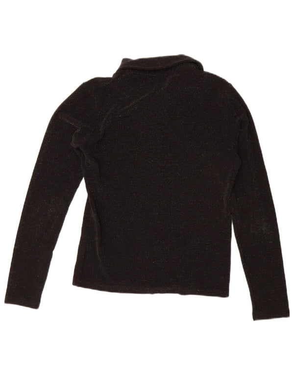 Camicetta da donna vintage UK 8 piccola in poliestere nero