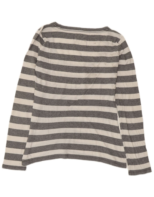 Top Hollister da donna a maniche lunghe UK 12 grigio medio a righe