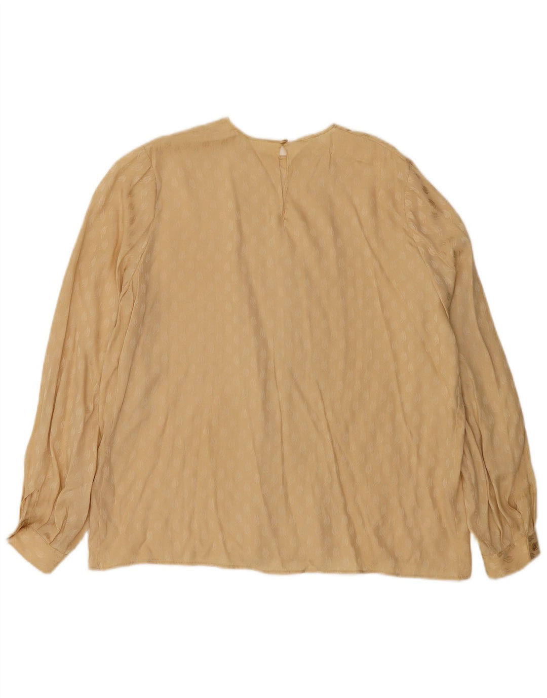 Top camicetta a maniche lunghe da donna vintage con motivo astratto UK 18 XL Beige