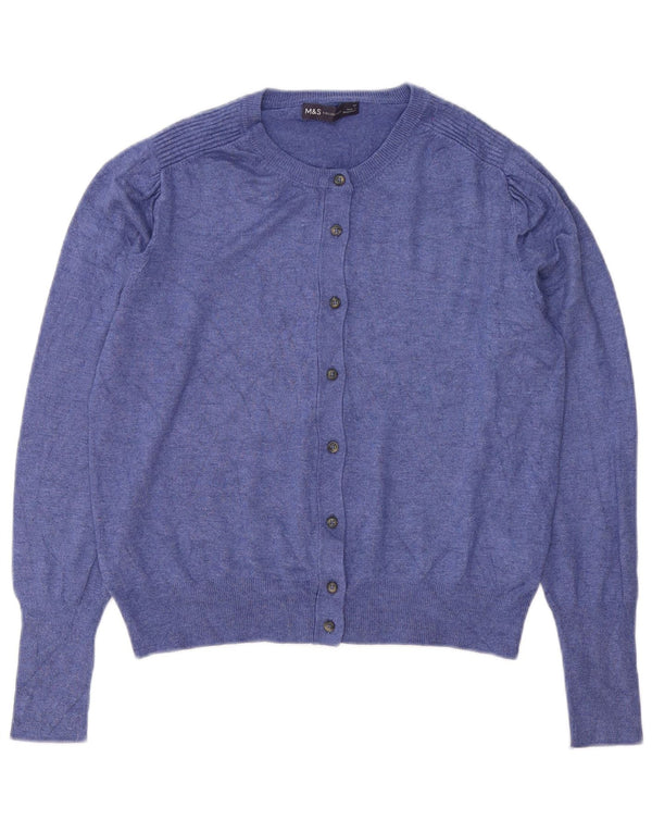 Maglione cardigan da donna Marks & Spencer UK 12 Viscosa blu medio