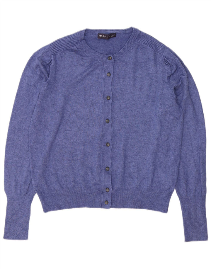 Maglione cardigan da donna Marks & Spencer UK 12 Viscosa blu medio