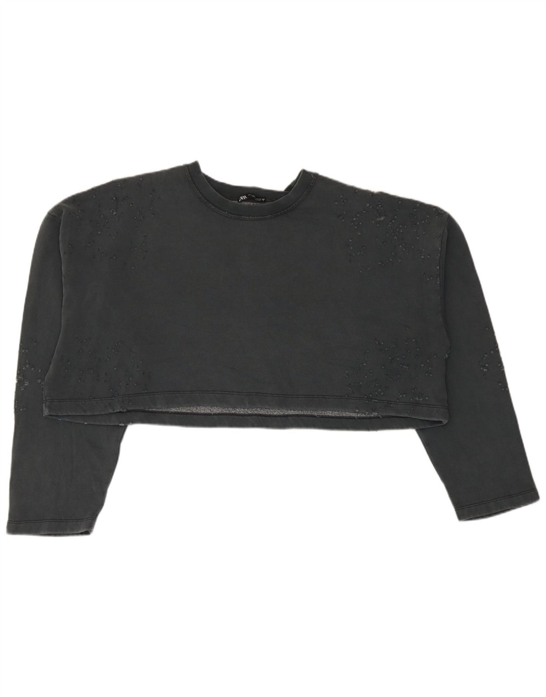 Felpa corta oversize da donna Zara UK 10 piccola in cotone grigio