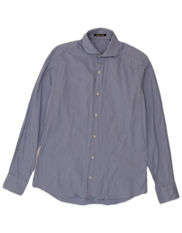 Camicia da uomo Roberto Cavalli taglia 39 gessato blu medio