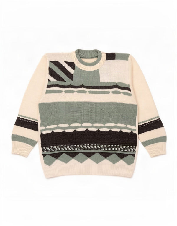 Maglione vintage da uomo girocollo IT 44/46 XS multicolore geometrico
