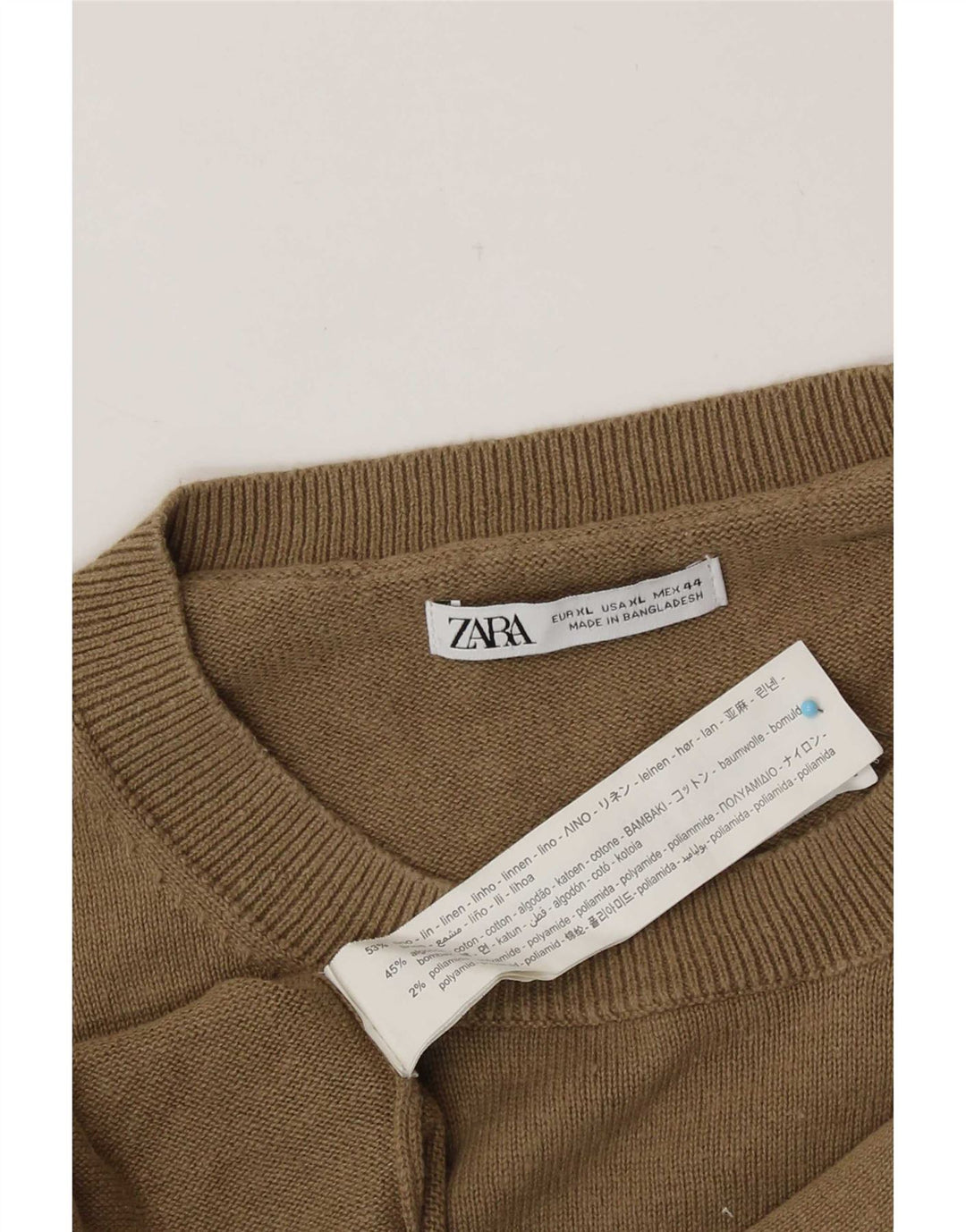 Maglione maglione girocollo da uomo Zara XL in lino beige