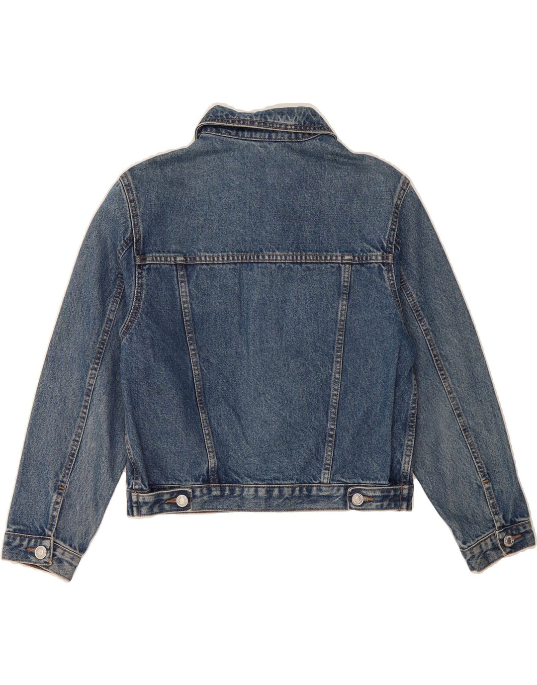 BENETTON Girls Denim Jacket 11-12 Years Large Blue Cotton Vintage Benetton and Second-Hand Benetton from Messina Hembry 