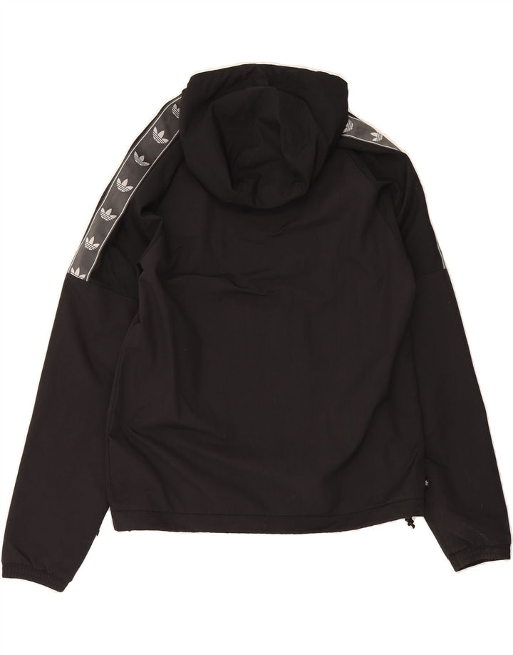 ADIDAS Mens Hooded Tracksuit Top Jacket Small Black Polyester Vintage Adidas and Second-Hand Adidas from Messina Hembry 