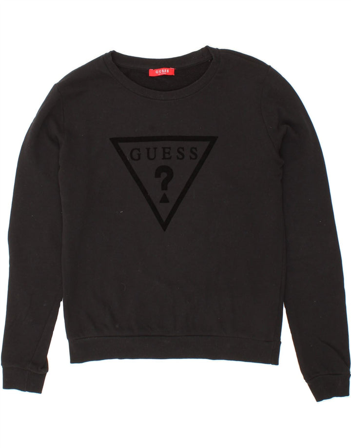 GUESS Womens Graphic Sweatshirt Jumper UK 10 Small Grey Cotton Vintage Guess and Second-Hand Guess from Messina Hembry 
