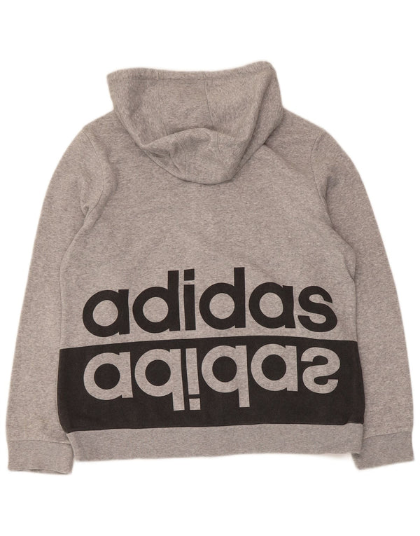 Felpa con cappuccio e zip grafica da donna Adidas UK 18 XL in cotone color block grigio