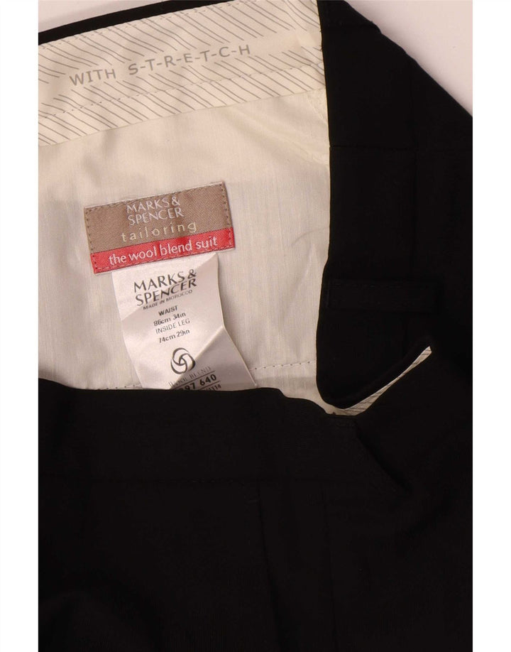 Pantaloni chino dritti da uomo Marks & Spencer W34 L29 poliestere nero