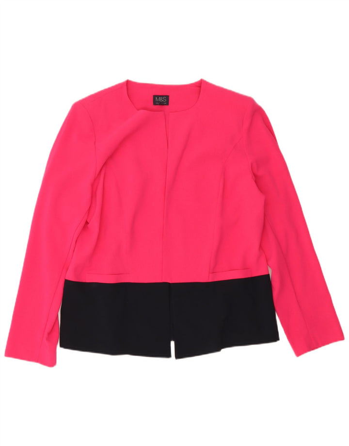 Giacca Marks & Spencer da donna Open Blazer UK 16 Large Pink Colourblock