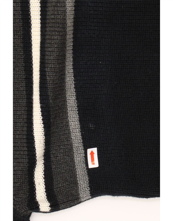 EDDIE BAUER Maglione da uomo con zip e collo grande in cotone a righe blu navy