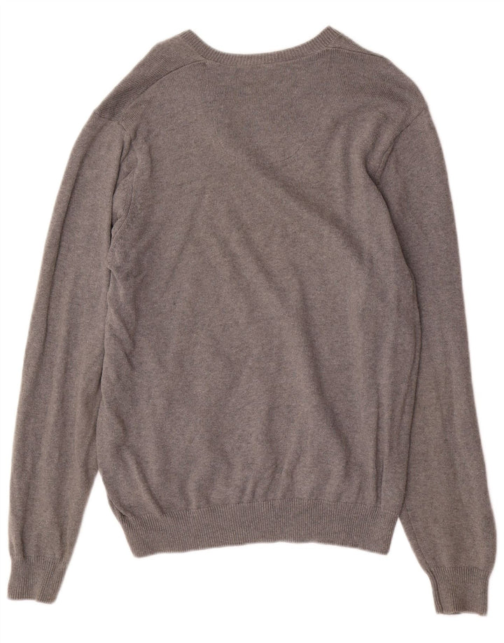 Maglione da uomo Marks & Spencer con scollo a V blu Harbour in cotone grigio medio