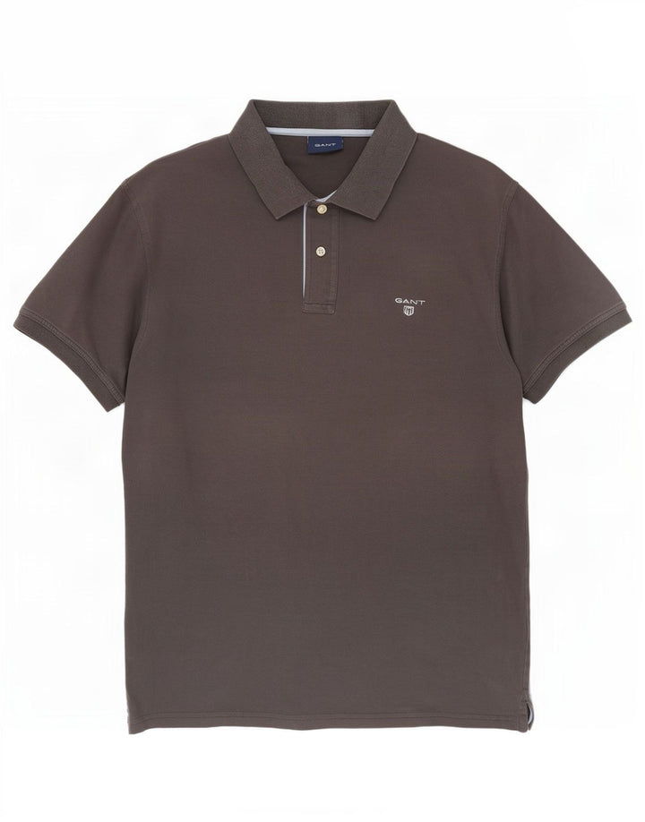 Polo da uomo Gant grande in cotone grigio