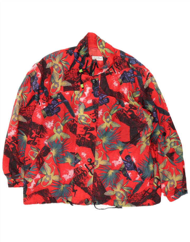 Giacca a vento oversize da donna Gil Bret UK 14 Grande rosso floreale