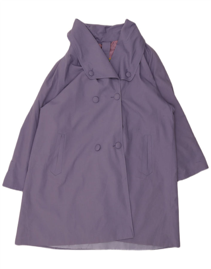 Cappotto doppiopetto vintage da donna UK 22 2XL poliestere viola