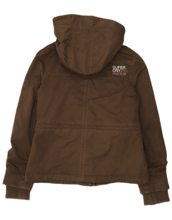 Giacca a vento con cappuccio da donna Superdry UK 14 poliestere kaki medio