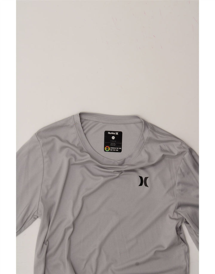 HURLEY Boys Graphic Top Long Sleeve 14-15 Years Large Grey Polyester Vintage Hurley and Second-Hand Hurley from Messina Hembry 