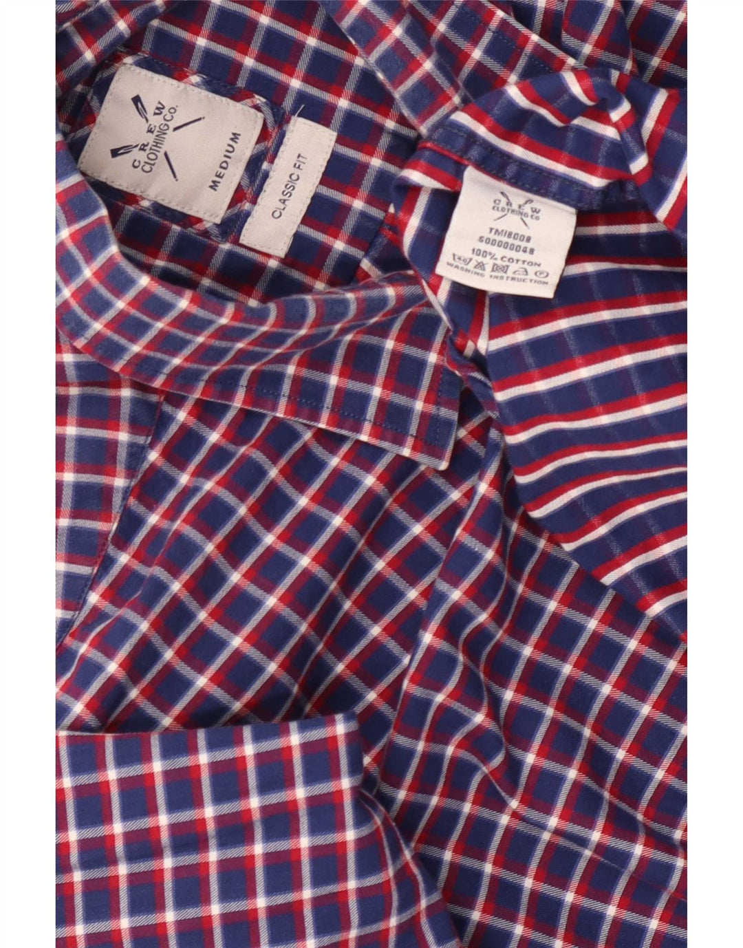 Crew Clothing Camicia da uomo in flanella dal taglio classico, cotone medio a quadri blu navy