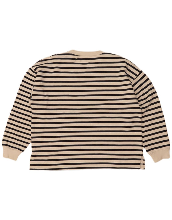 Felpa oversize da donna Zara UK 14 media a righe bianco sporco