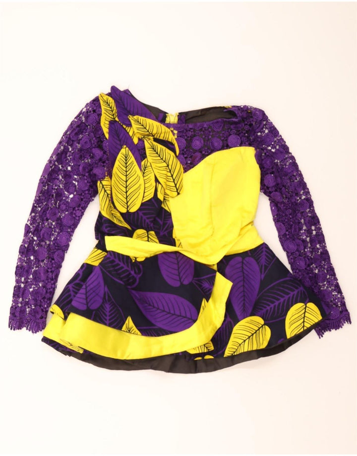 VINTAGE Womens Abstract Pattern Long Sleeve Blouse Top UK 10 Small Purple Vintage Vintage and Second-Hand Vintage from Messina Hembry 