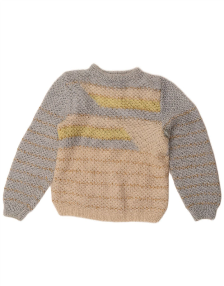 Maglione maglione girocollo da donna vintage UK 16 grande blocco di colore blu