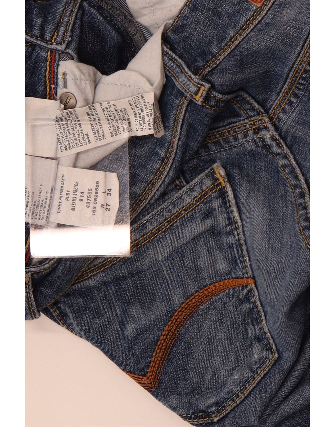 Jeans dritti da donna Tommy Hilfiger W27 L34 cotone blu