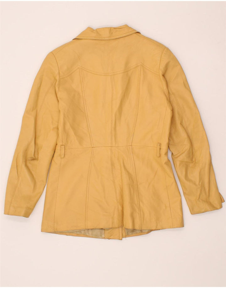 VINTAGE Womens Leather Jacket IT 44 Medium Beige Vintage Vintage and Second-Hand Vintage from Messina Hembry 