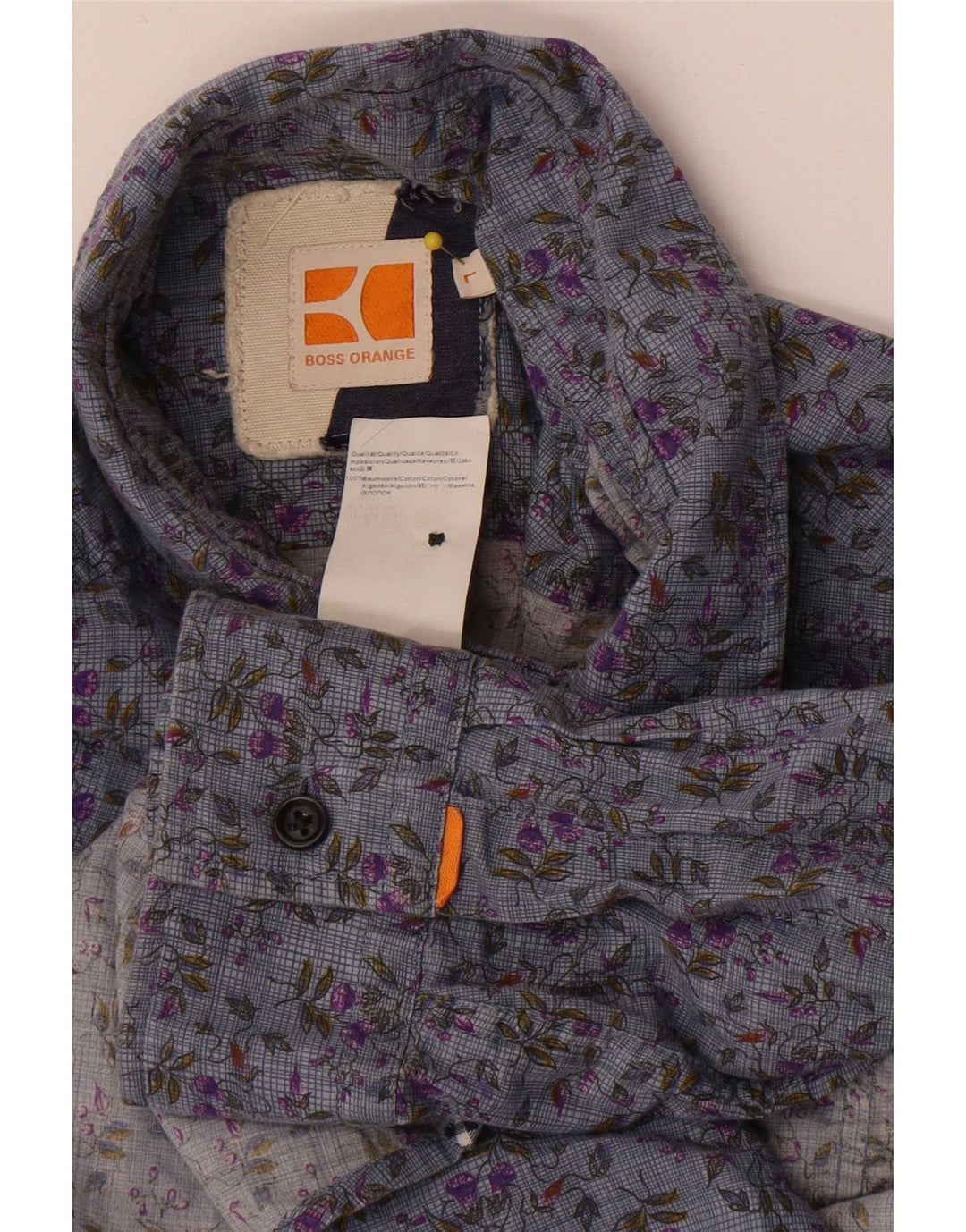 Camicia da uomo Hugo Boss grande cotone floreale blu