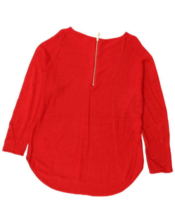 MICHAEL KORS Maglione da donna con scollo a barca UK 16 Grande cotone rosso