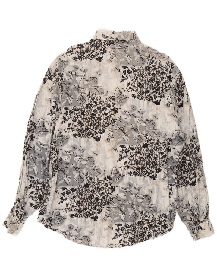 CRIVER Camicia Uomo Viscosa Floreale Grigio Medio