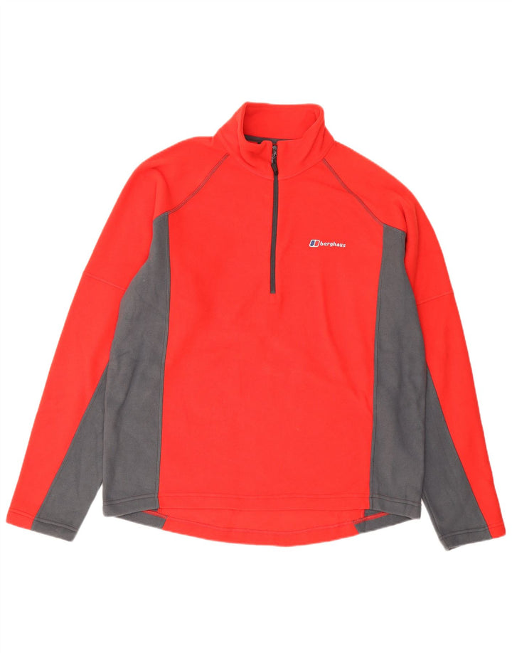 Maglione in pile da uomo Berghaus con zip e collo, grande, in poliestere color block rosso