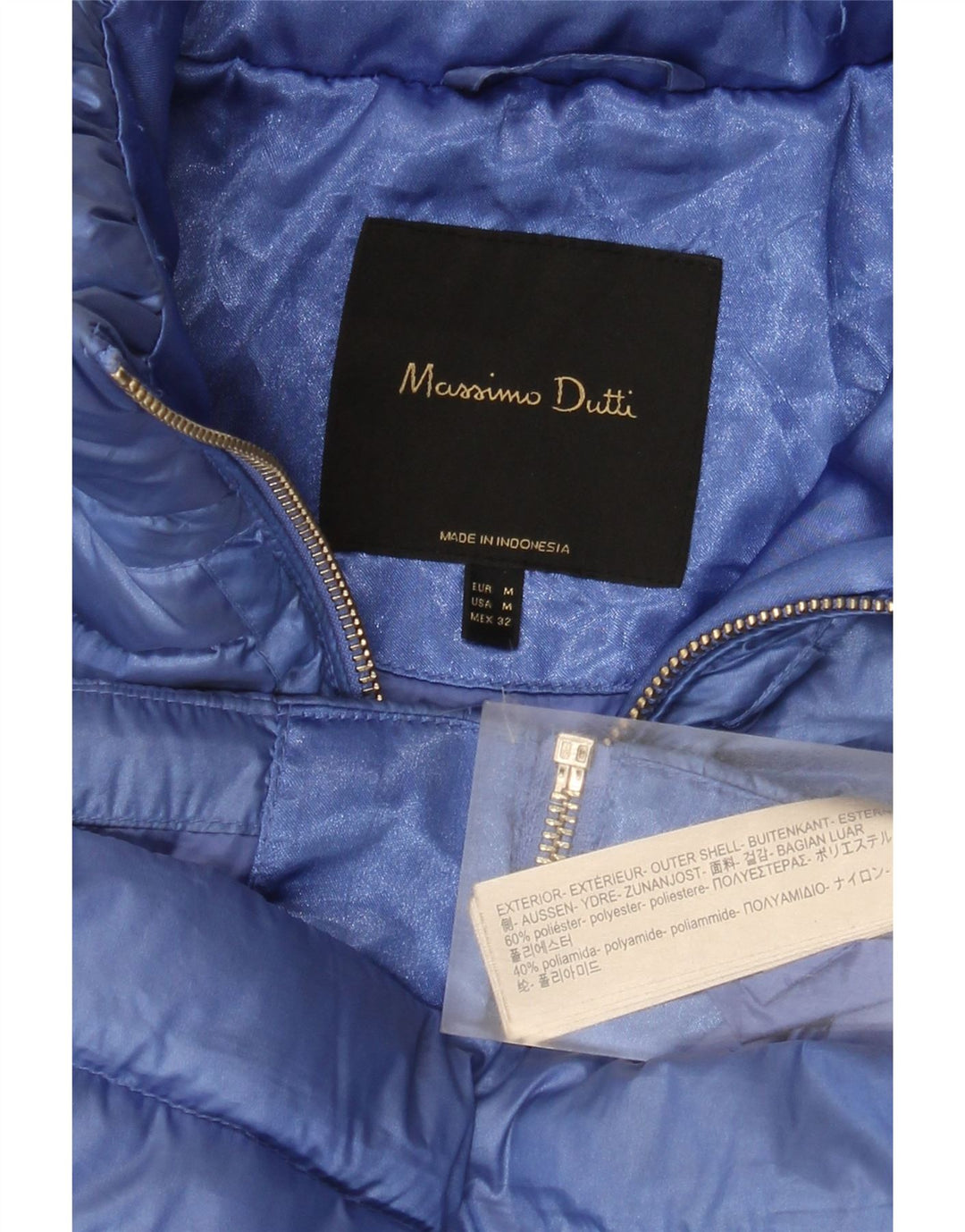 Giacca imbottita da donna Massimo Dutti UK 12 Poliestere blu medio