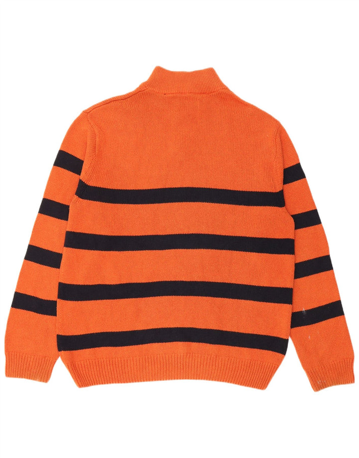 Maglione da uomo Chaps con bottoni e collo XL in cotone a righe arancioni