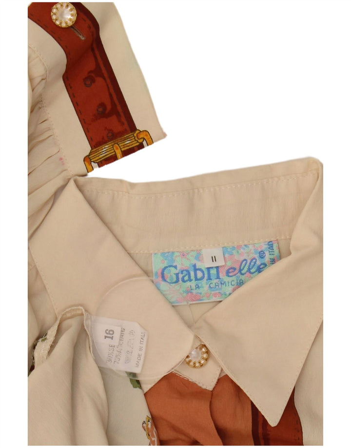 GABRI ELLE LA CAMICIA Camicia grafica da donna Camicetta UK 16 Large Bianco sporco