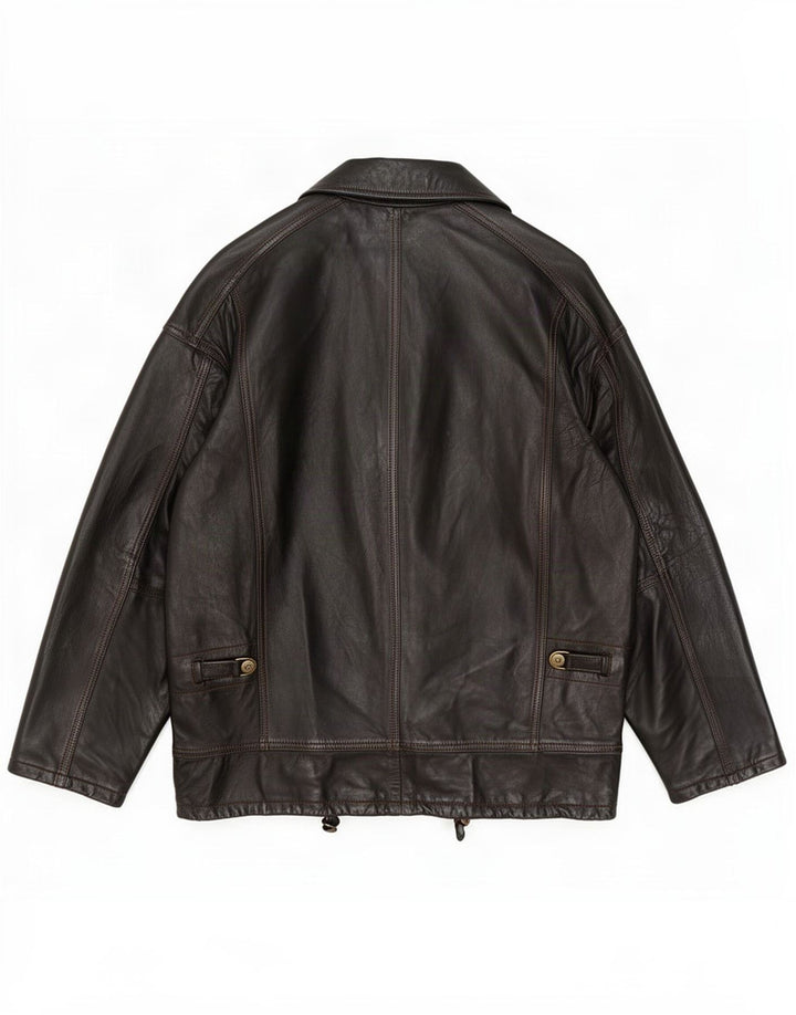 Giacca in pelle da uomo vestibilità ampia Braschi UK 38 Marrone medio