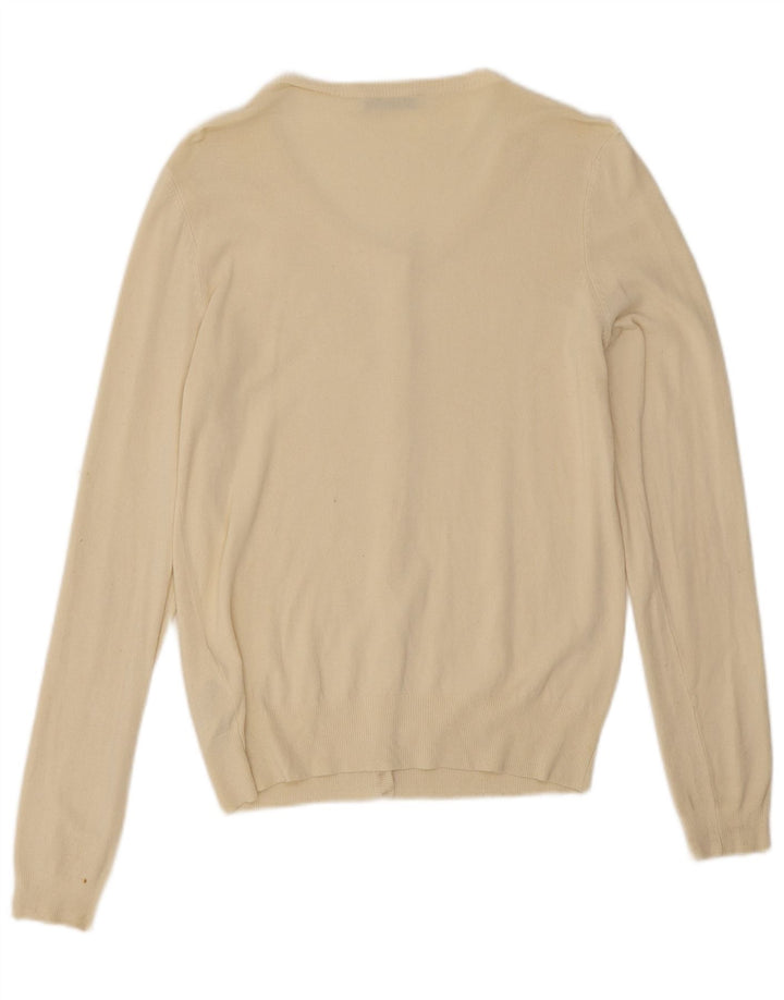 Maglione cardigan oversize da donna Liu Jo UK 10 piccolo in viscosa bianco sporco